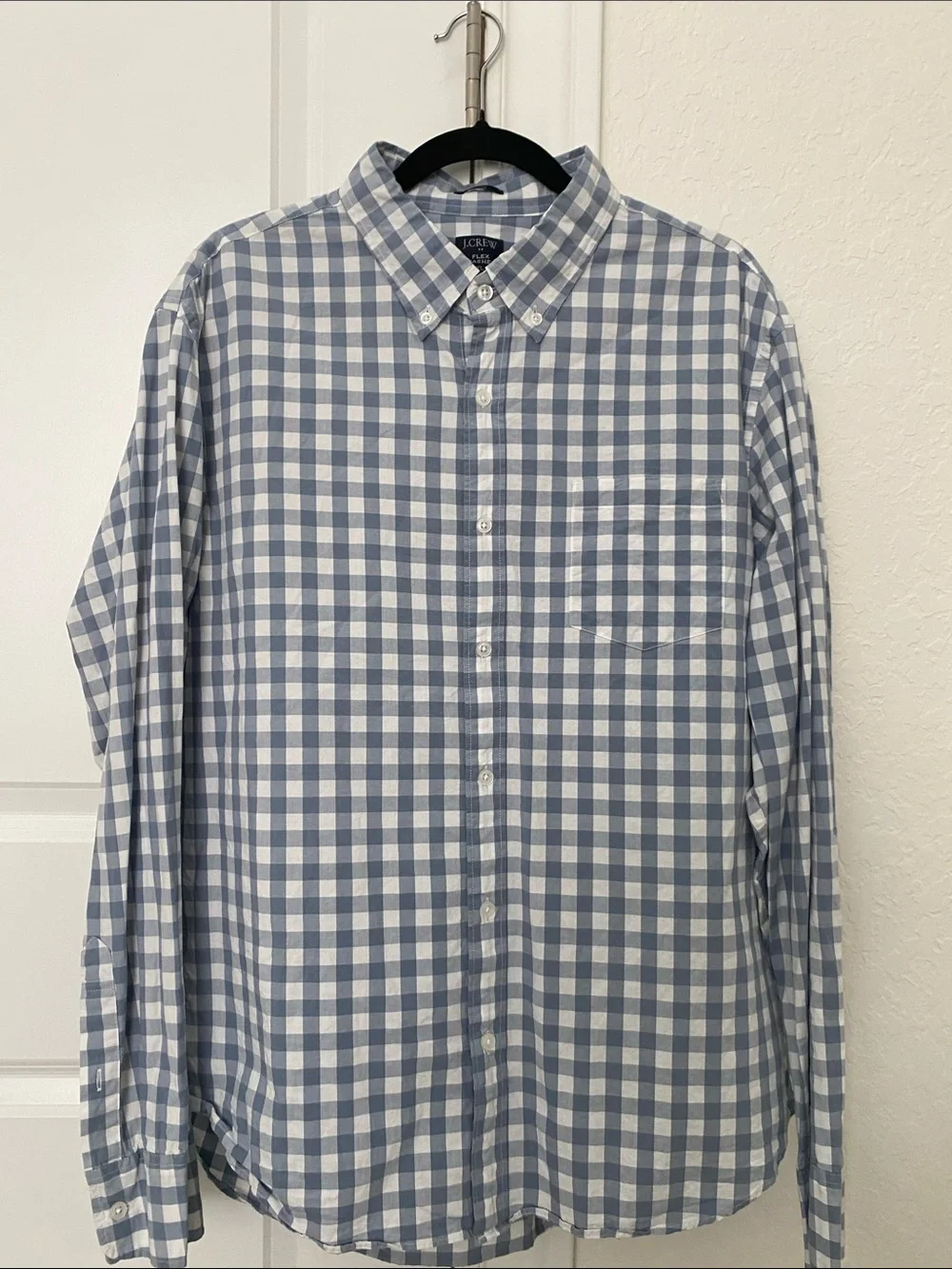 J. Crew Light Blue and White Gingham Button-Down Shirt